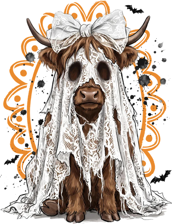 Highland Cow in Lace DTF Transfer