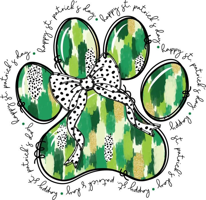 Green Shamrock with Bow DTF Transfer