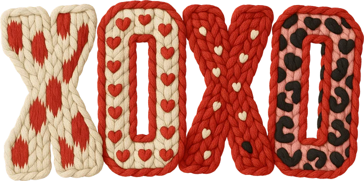 XOXO Crochet-Style Valentine DTF Transfer