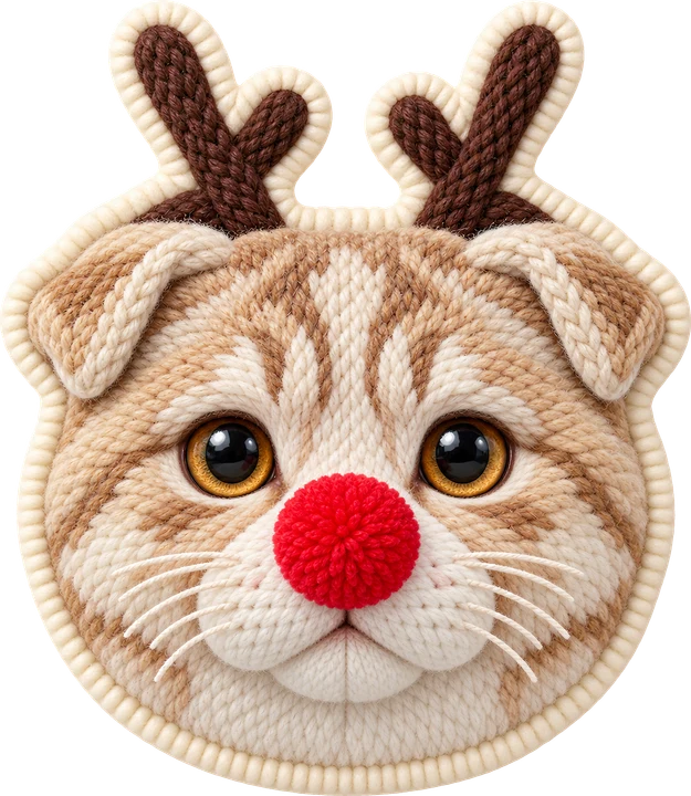 Cute Cat with Reindeer Antlers DTF Transfer