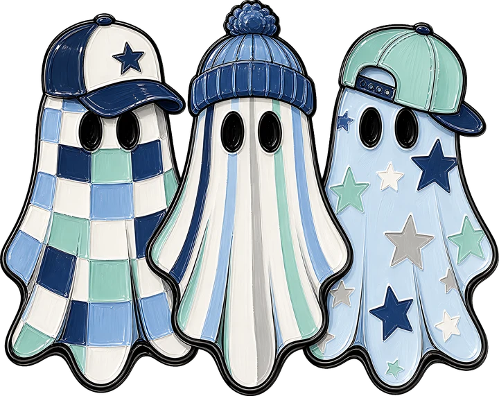 Three Ghosts in Hats DTF Transfer