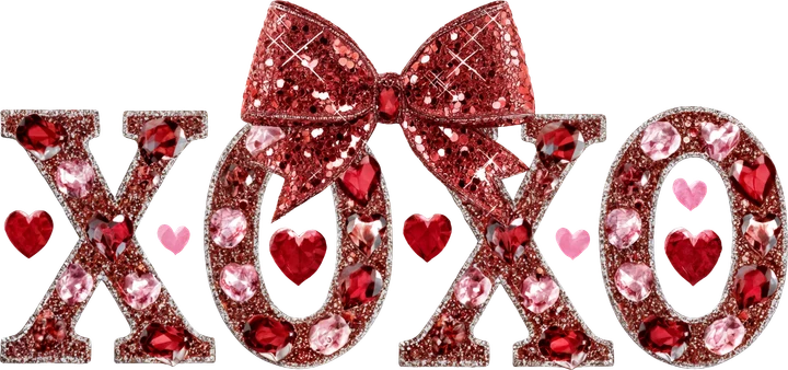 XOXO Glitter Bow DTF Transfer
