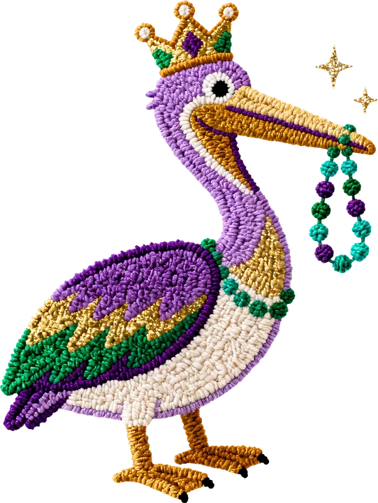 Crowned Pelican with Beads DTF Transfer