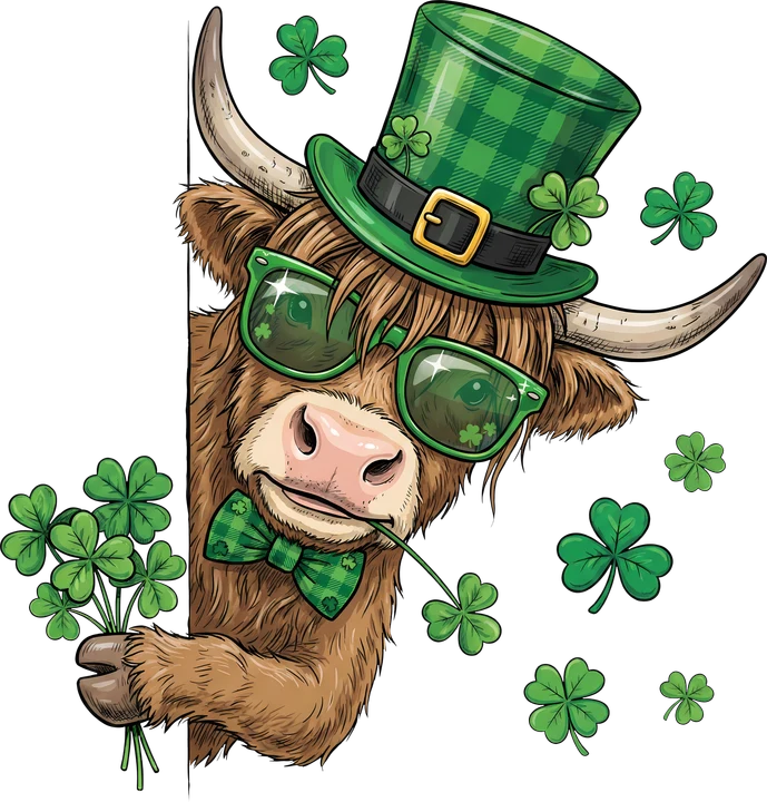 Cow in Green Hat DTF Transfer