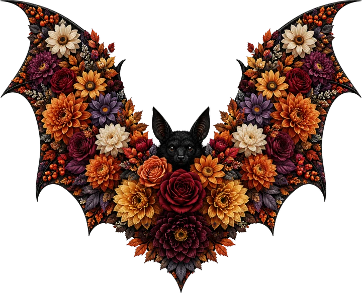 Bat with Floral Wings DTF Transfer