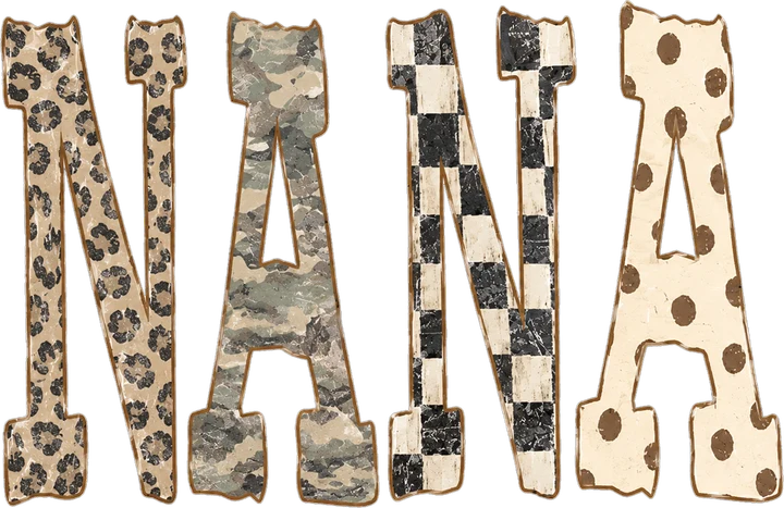 Nana Patterned Letters DTF Transfer