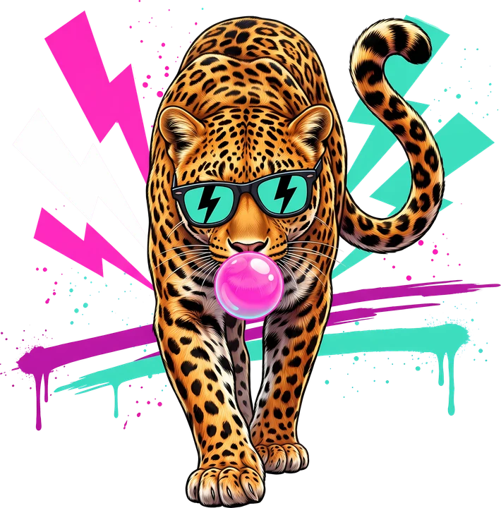 Cool Leopard with Bubble DTF Transfer