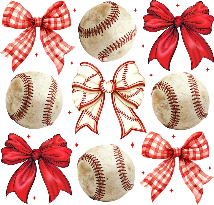 Baseball and Bow DTF Transfer