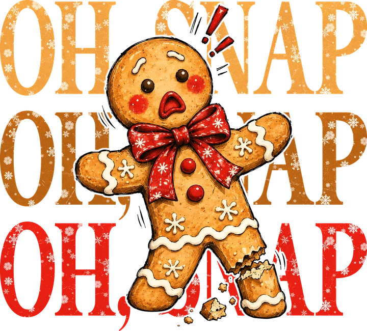 Gingerbread Man Breaking DTF Transfer