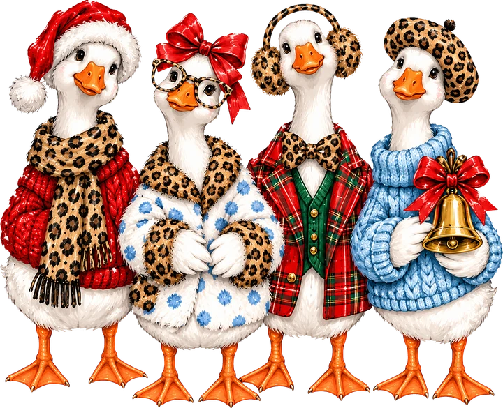 Four Festive Ducks DTF Transfer