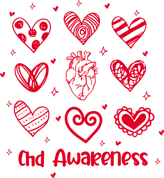 Heart Patterns for CHD Awareness DTF Transfer