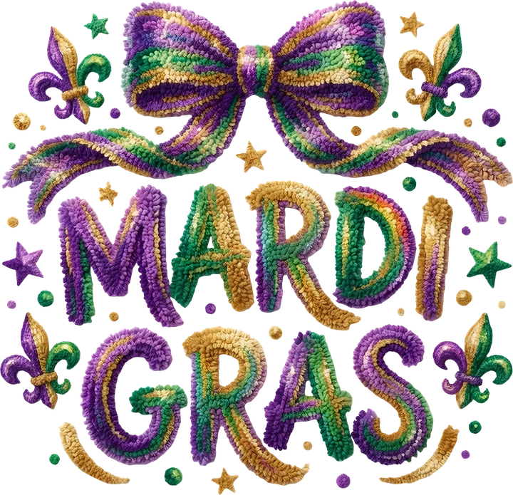 Mardi Gras Bow and Lettering DTF Transfer