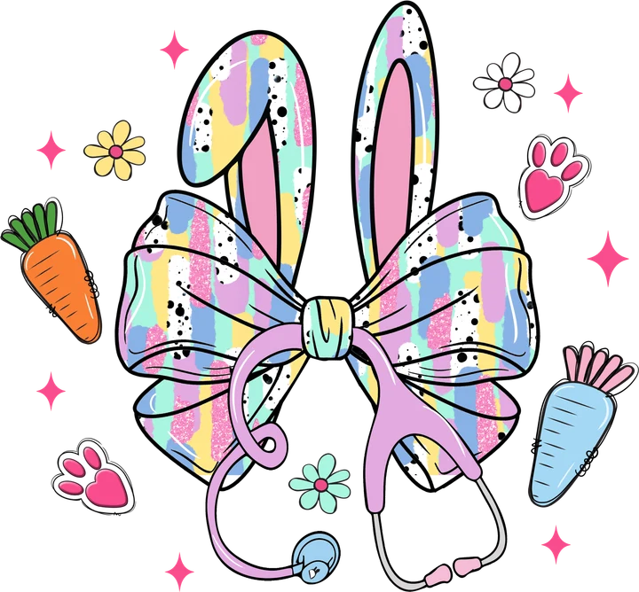 Bunny Ears Stethoscope DTF Transfer