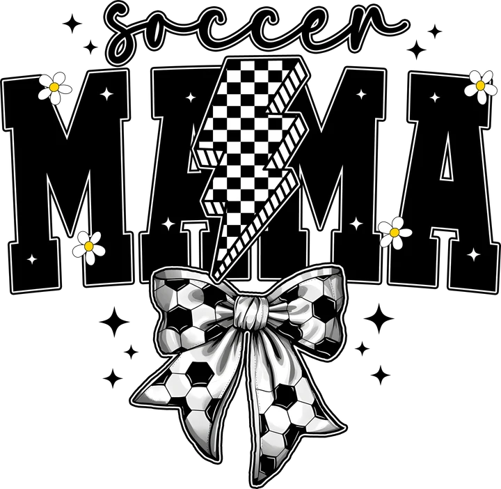 Soccer MAMA with Bow DTF Transfer