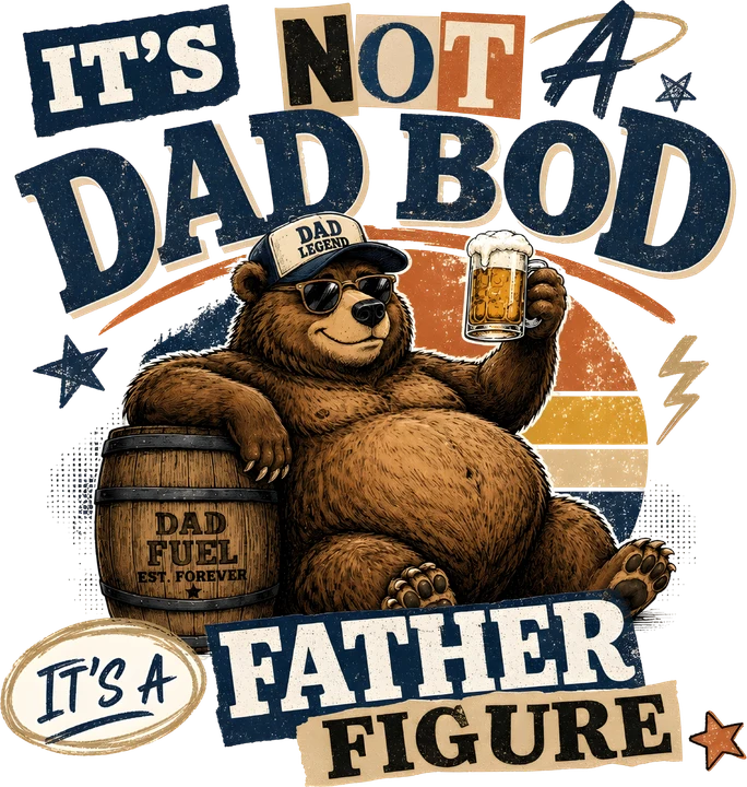 Bear with Beer Dad Bod DTF Transfer