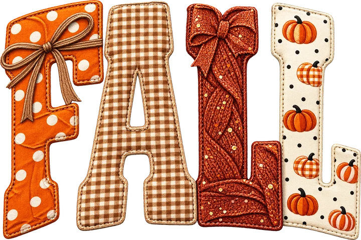 Fall Lettering with Fabric Textures DTF Transfer