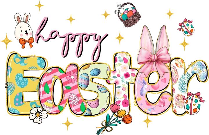 Happy Easter Bunny Eggs DTF Transfer