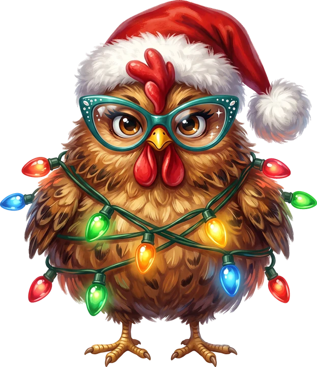 Chick in Santa Hat DTF Transfer
