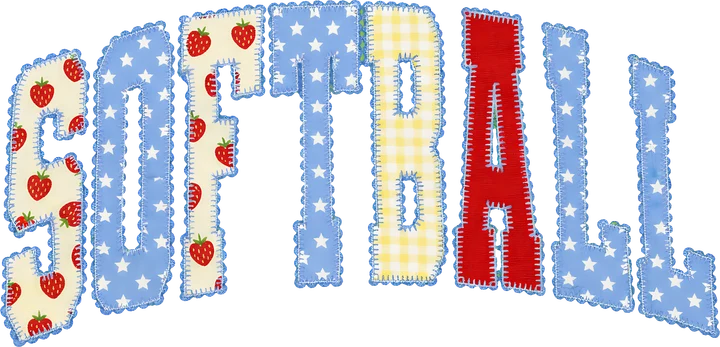 Softball Patchwork Lettering DTF Transfer