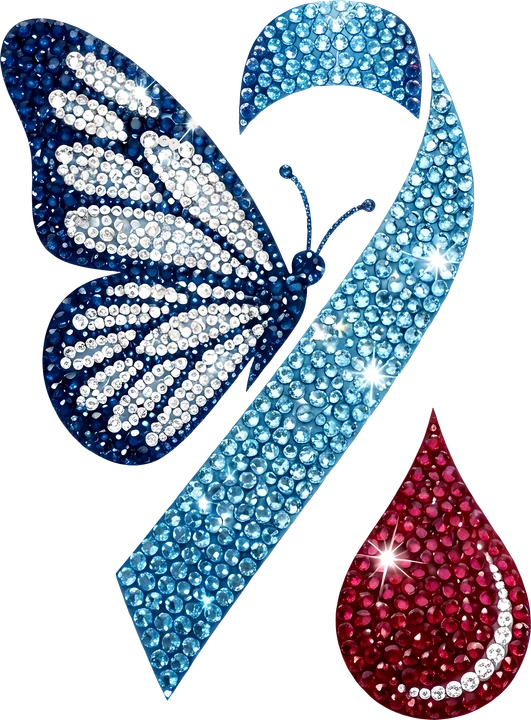 Blue Butterfly and Ribbon DTF Transfer