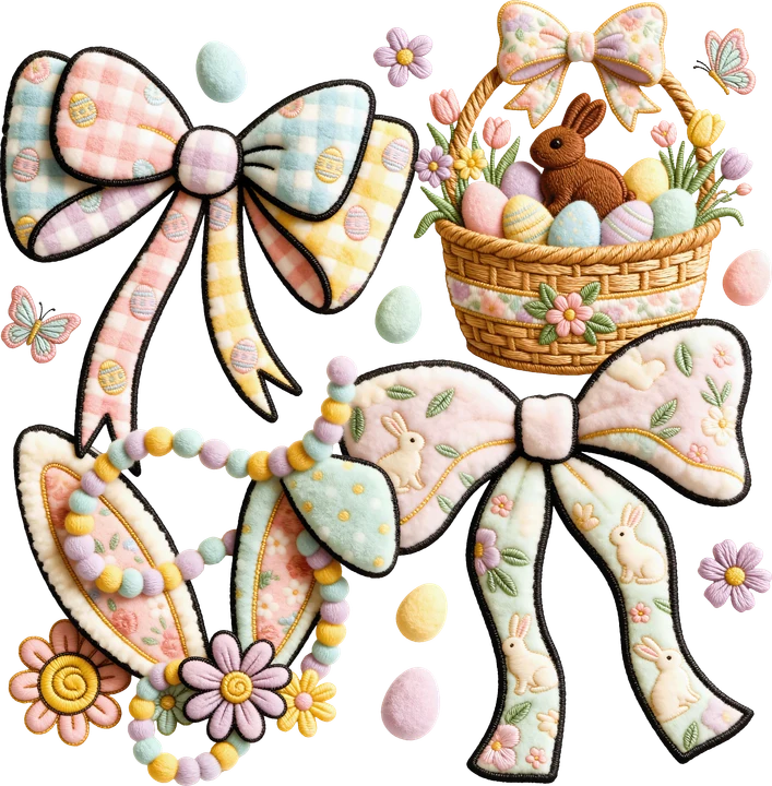 Easter Bows and Basket DTF Transfer