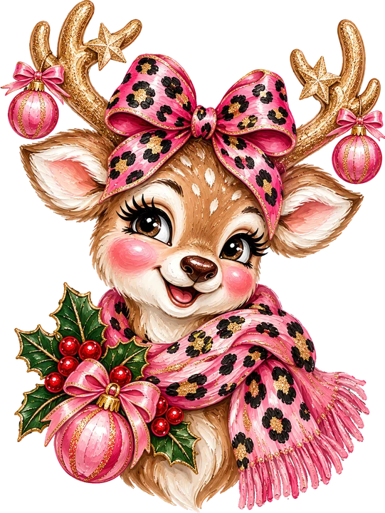 Pink Leopard Deer DTF Transfer