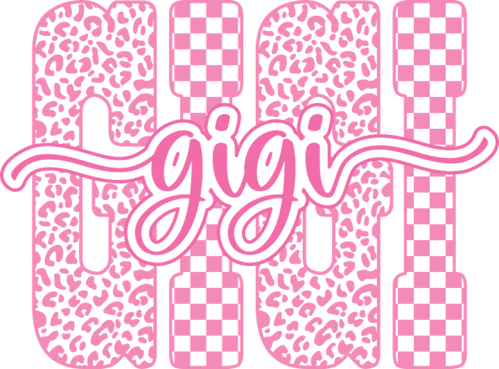 Pink Leopard and Gingham Gigi DTF Transfer