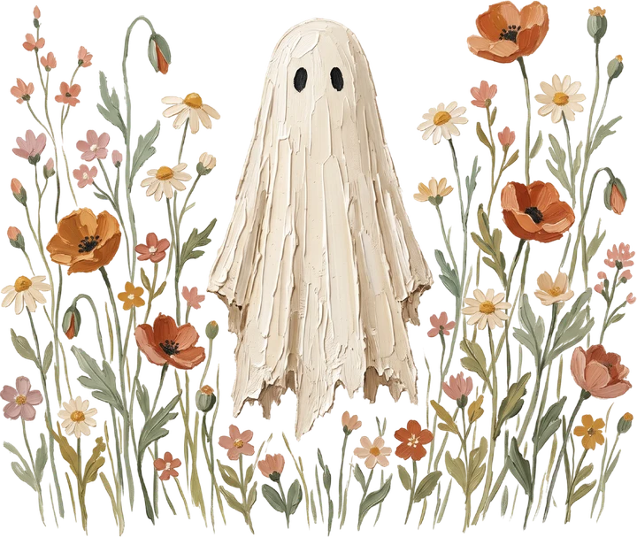 Ghost Among Flowers DTF Transfer
