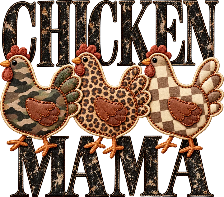 Chicken Mama with Patterned Chickens DTF Transfer