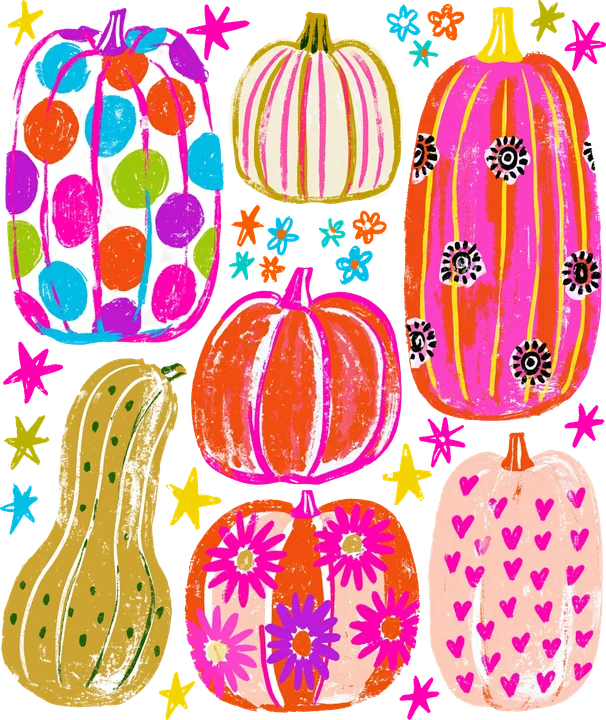 Colorful Pumpkins and Gourds DTF Transfer