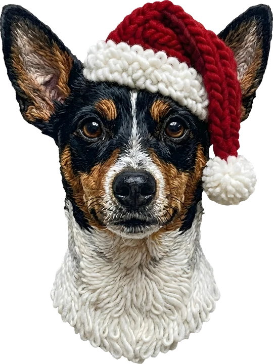 Christmas Dog in Knit Hat DTF Transfer