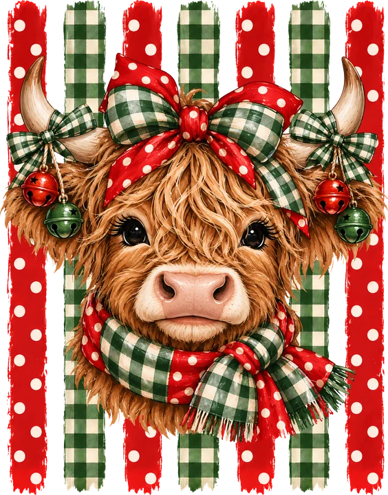 Christmas Highland Cow DTF Transfer