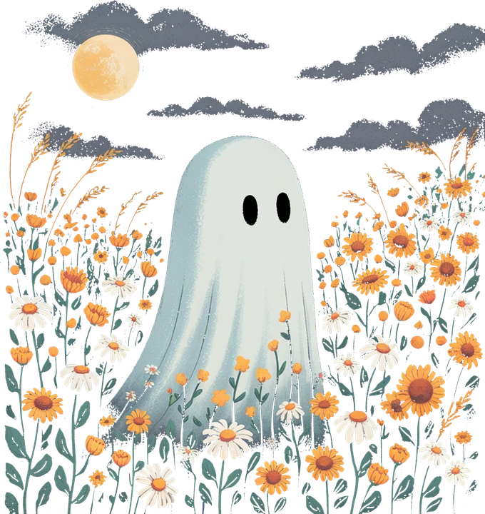 Ghost in Flower Field DTF Transfer