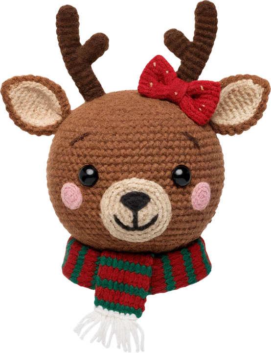 Reindeer with Red Bow and Striped Scarf DTF Transfer