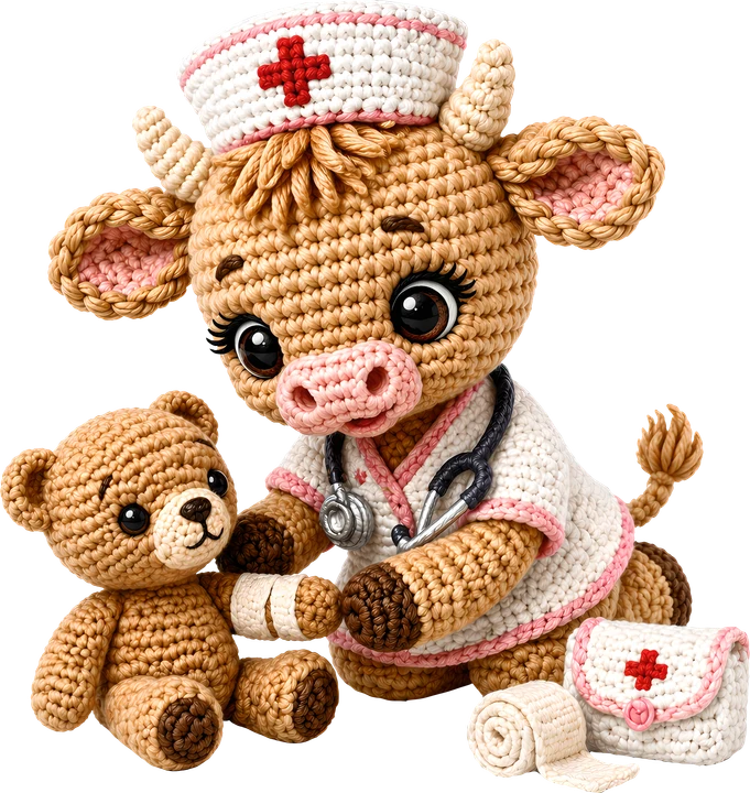 Crochet Cow Nurse DTF Transfer