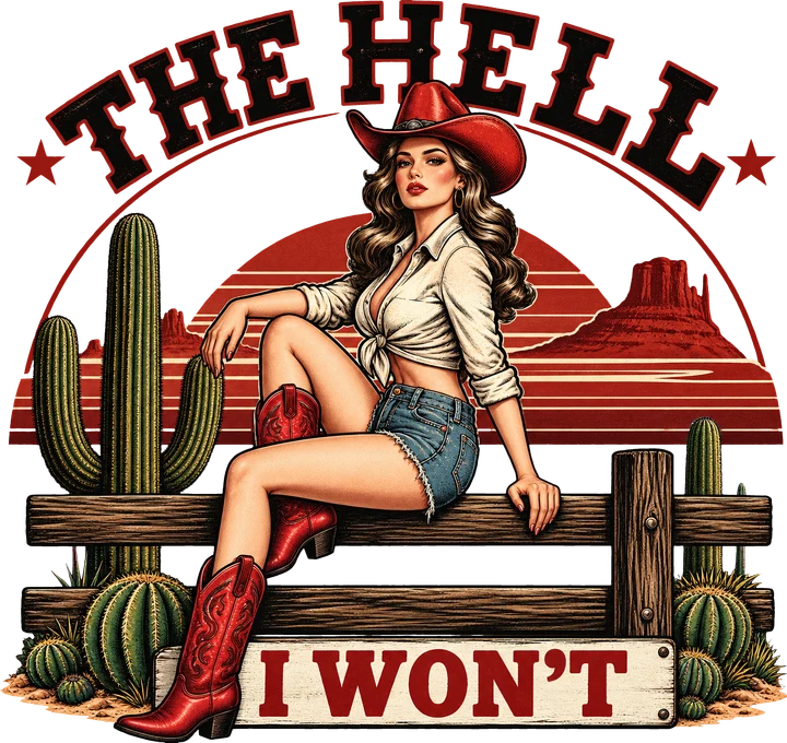 Cowgirl on Fence DTF Transfer