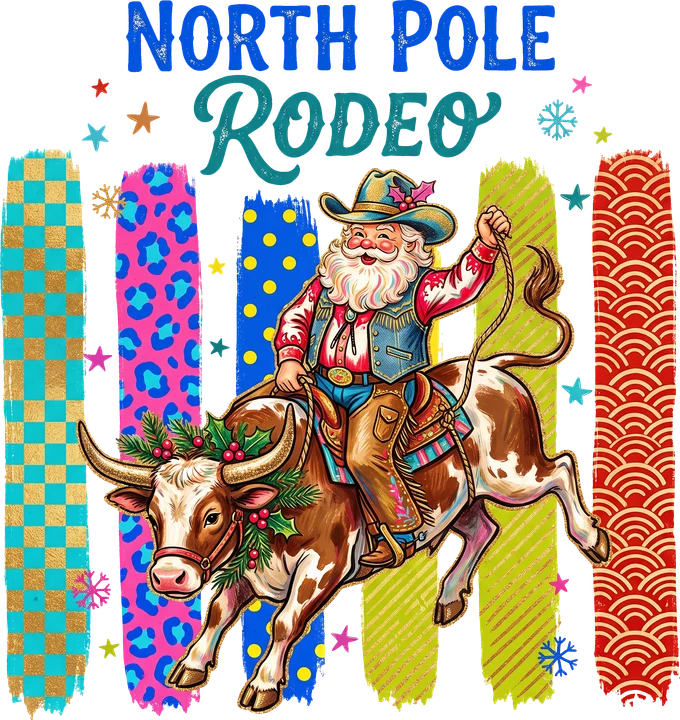 Santa Rodeo Bull DTF Transfer