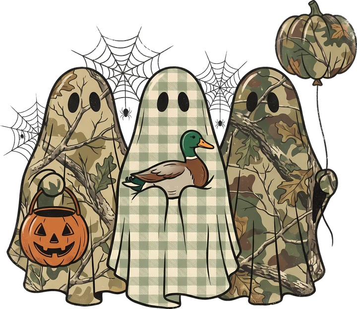 Camo Ghosts with bird DTF Transfer