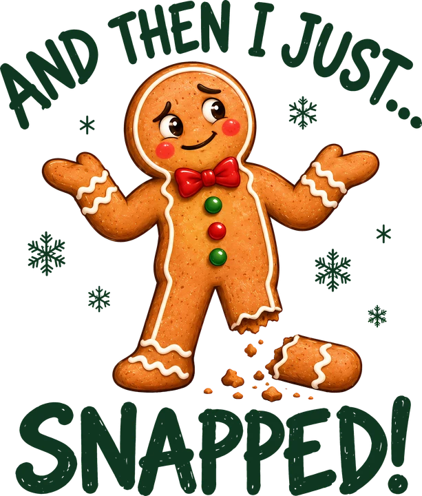 Gingerbread Man Snapped DTF Transfer