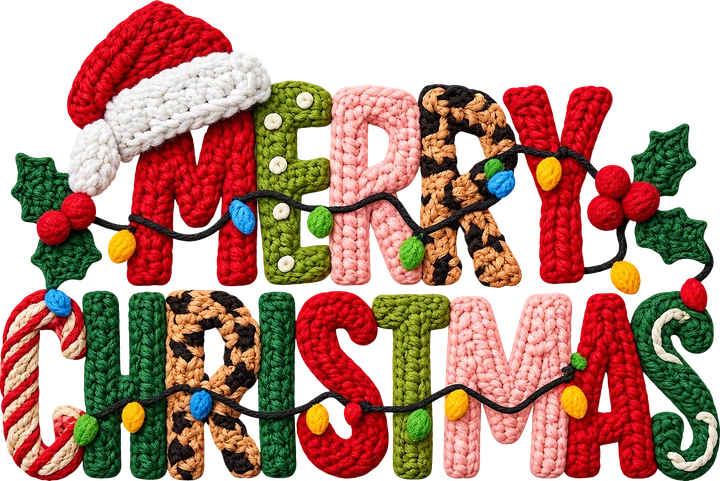 Crochet Merry Christmas DTF Transfer