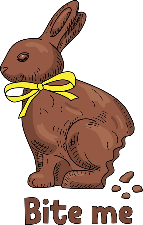 Chocolate Bunny with Yellow Bow DTF Transfer