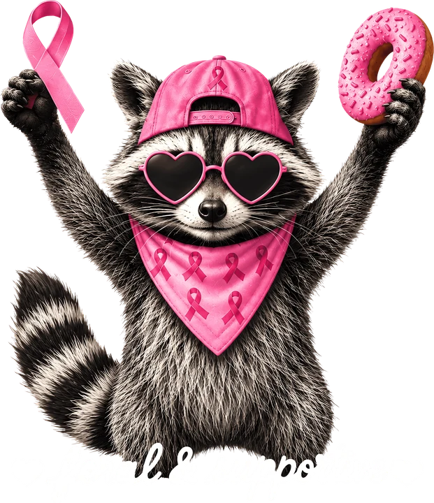 Pink Raccoon with Awareness Ribbons DTF Transfer