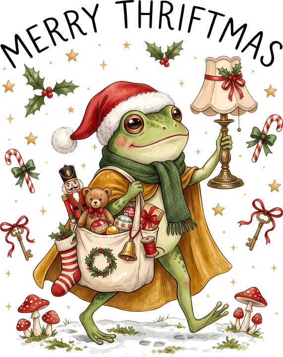 Frog Santa with Gifts DTF Transfer