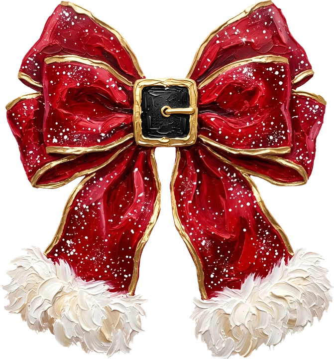 Red Glitter Bow with White Trim DTF Transfer