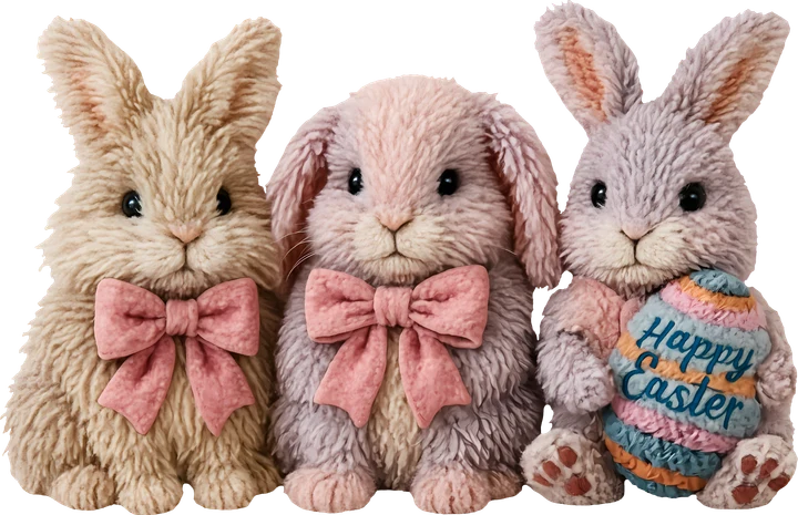 Three Easter Bunnies DTF Transfer