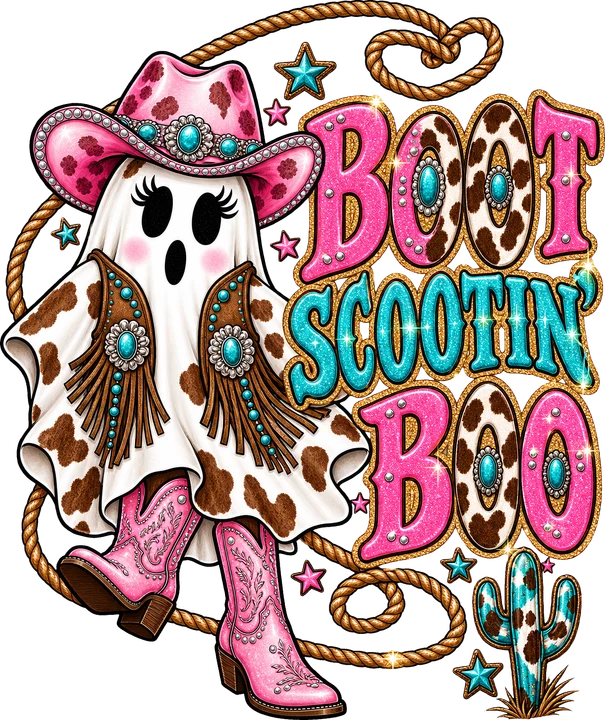Cowgirl Ghost Boot Scootin' Boo DTF Transfer