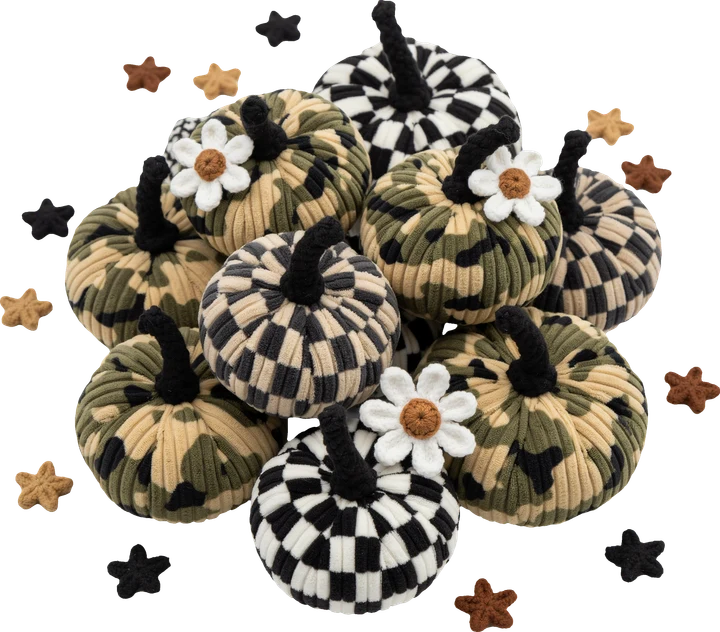 Checkered and Camo Pumpkins DTF Transfer