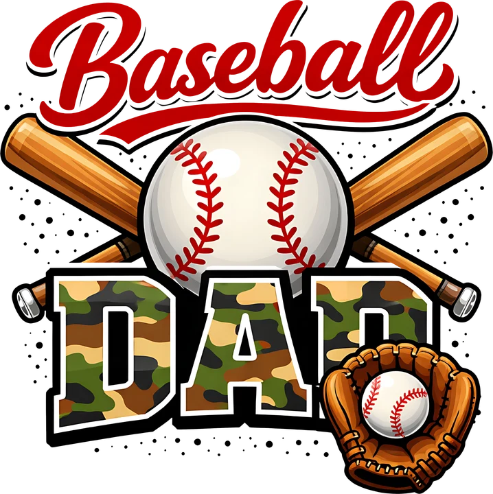 Camouflage Baseball Dad DTF Transfer