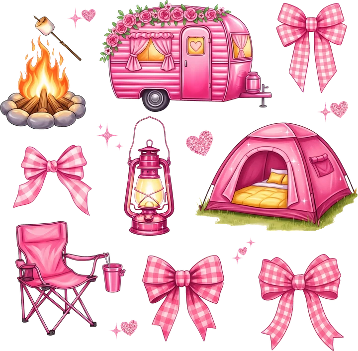 Pink Camping Adventure DTF Transfer