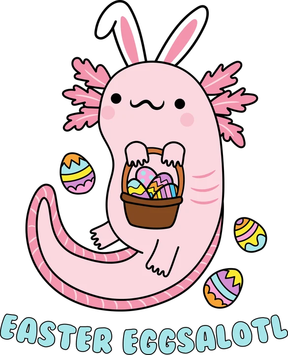 Axolotl Bunny with Easter Eggs DTF Transfer